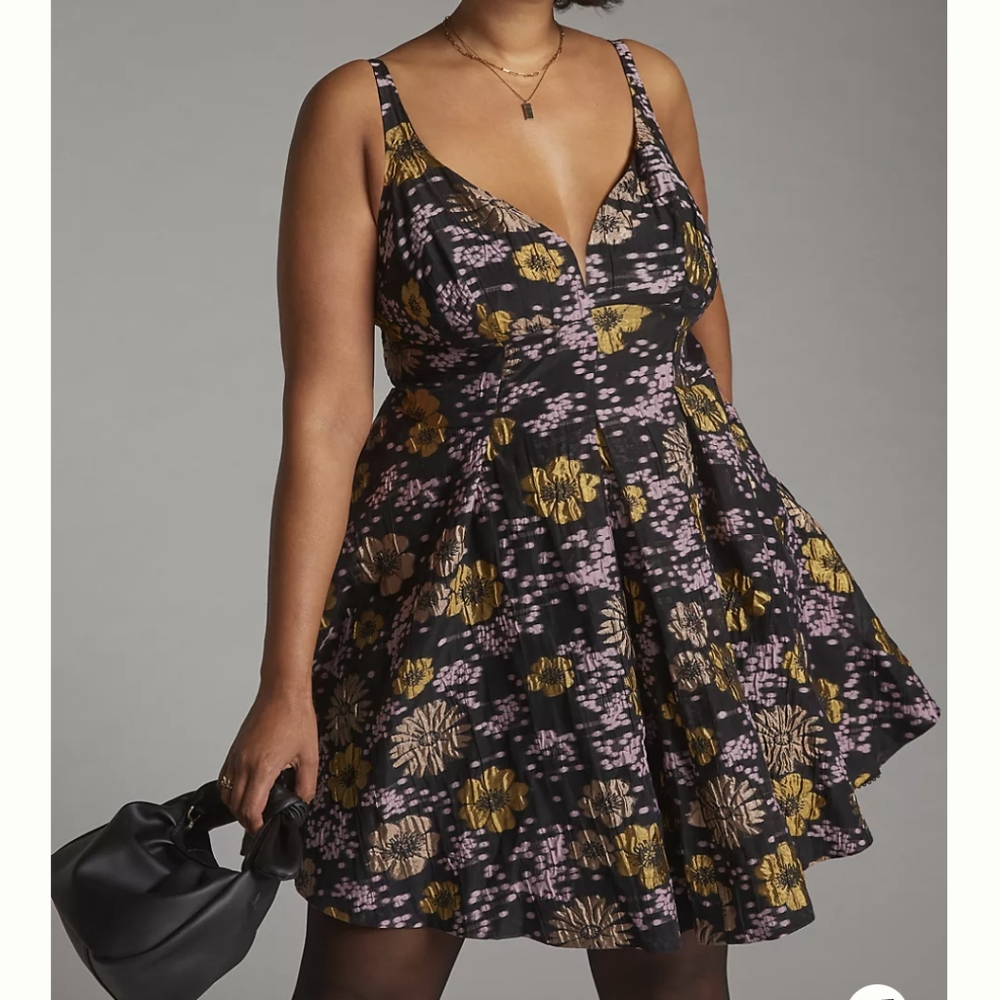 ♥️NWT ANTHROPOLOGIE Jacquard A-Line Mini Dress - Picture 3 of 7